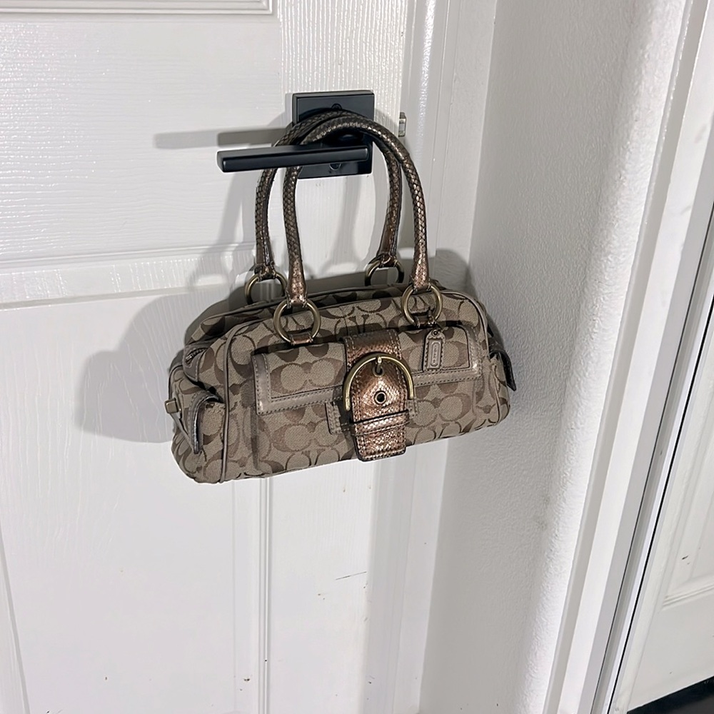 Authentic Vintage Coach Bag Rare Snakeskin Handles and Accents